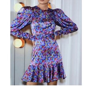 Rotate Birger Christensen NWT Shelly Ruffle Mini Dress Poppy Purple New 40 8